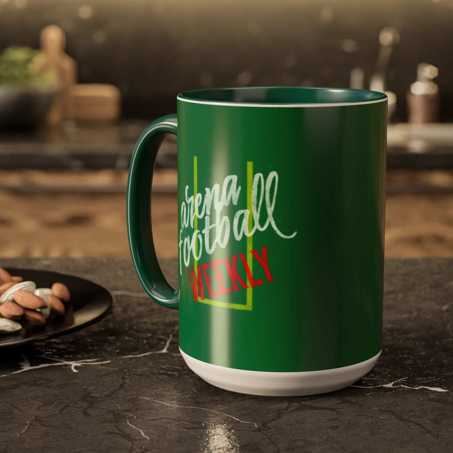 Brews Buds Ball Coffee Mug — Green 11oz & 15oz Colorful Ceramic