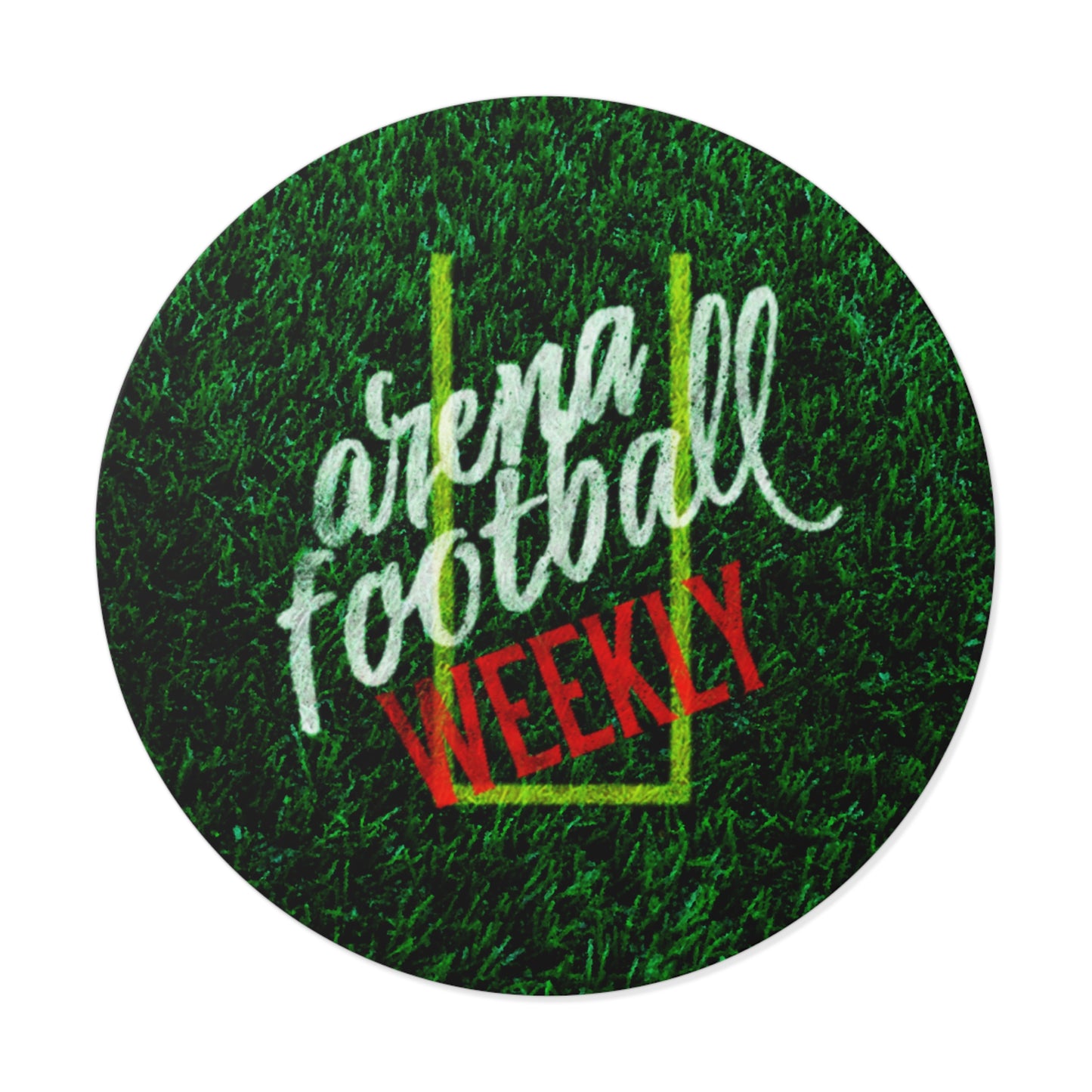 Arena Football Weekly Round Vinyl Sticker — Green Goalpost Design