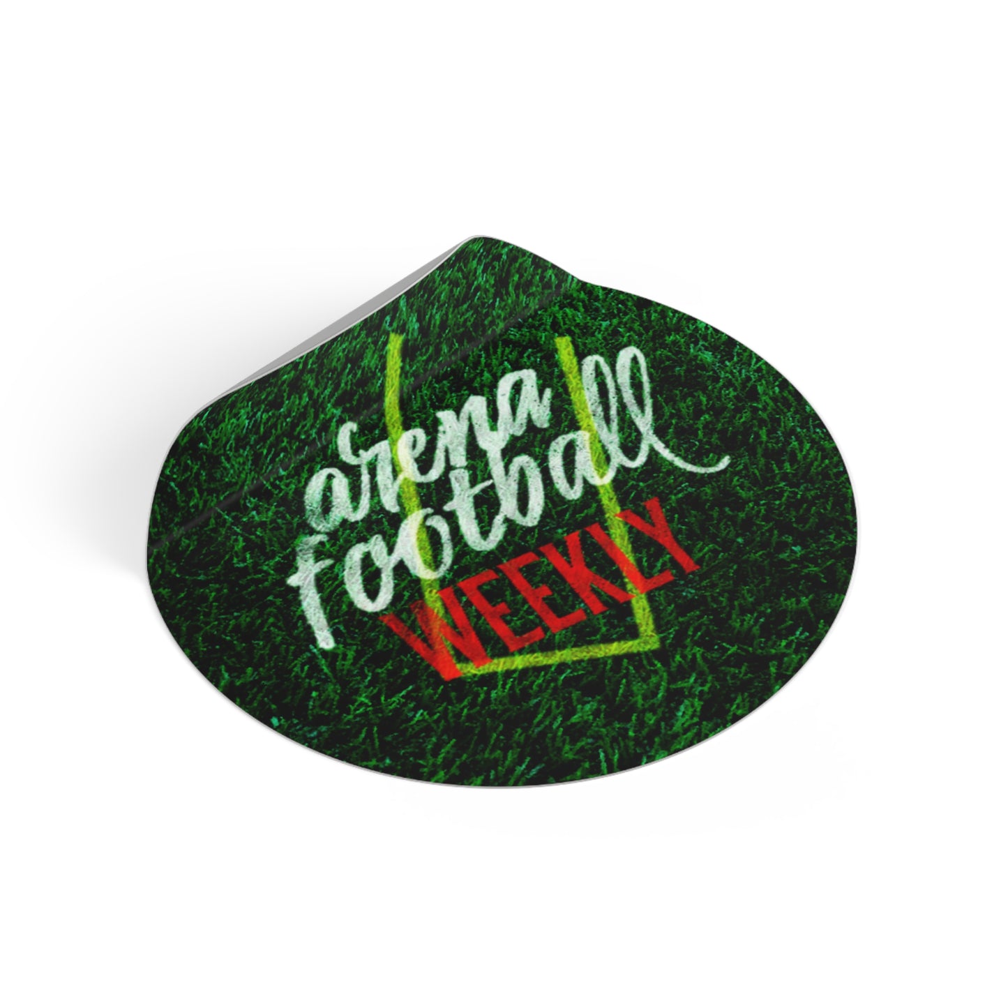 Arena Football Weekly Round Vinyl Sticker — Green Goalpost Design