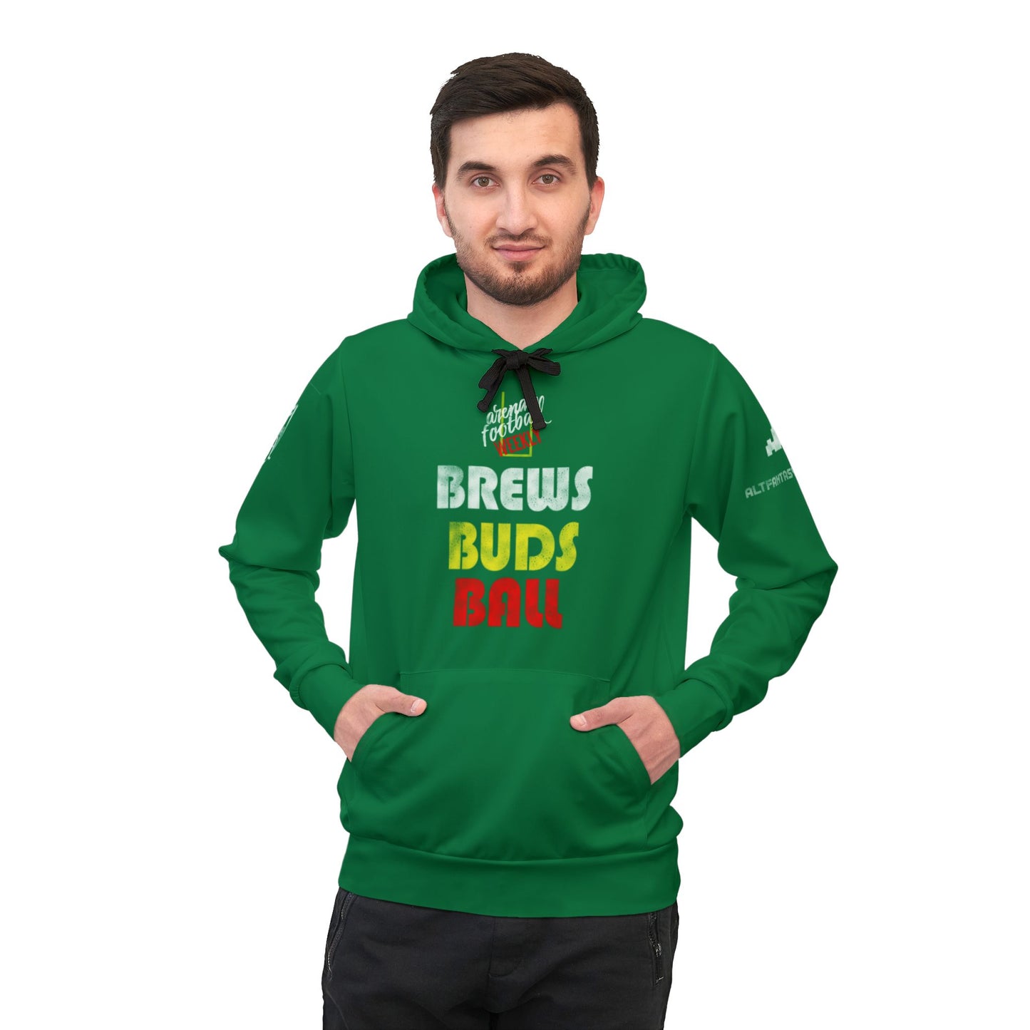 Brews Buds Ball Athletic Hoodie —Green Arena Football Weekly Hoodie