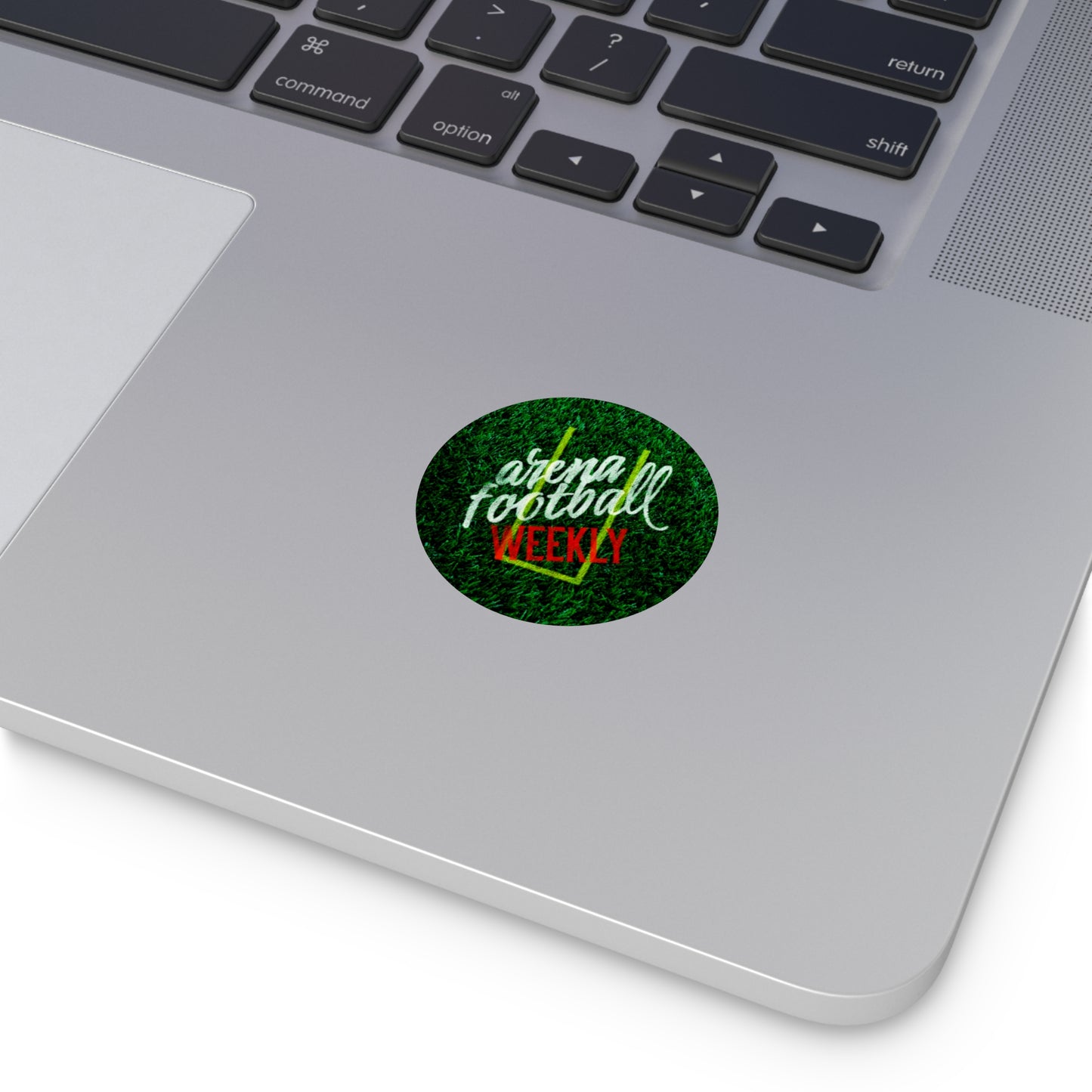 Arena Football Weekly Round Vinyl Sticker — Green Goalpost Design