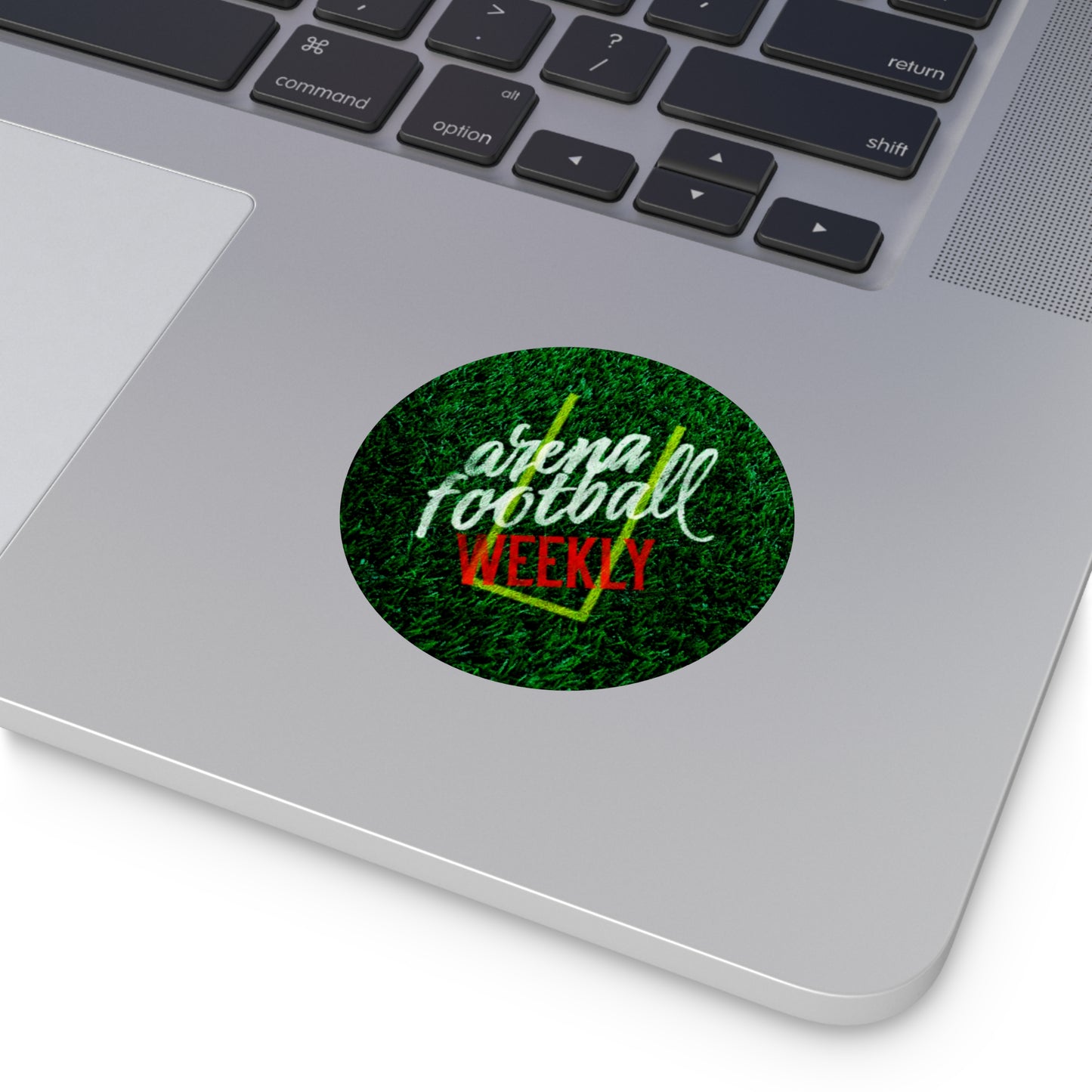 Arena Football Weekly Round Vinyl Sticker — Green Goalpost Design