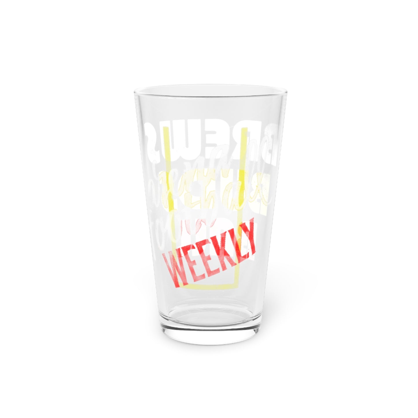 Brews Buds Ball Pint Glass – Colorful Arena Football Weekly Typography Beer Pint Glass, 16oz