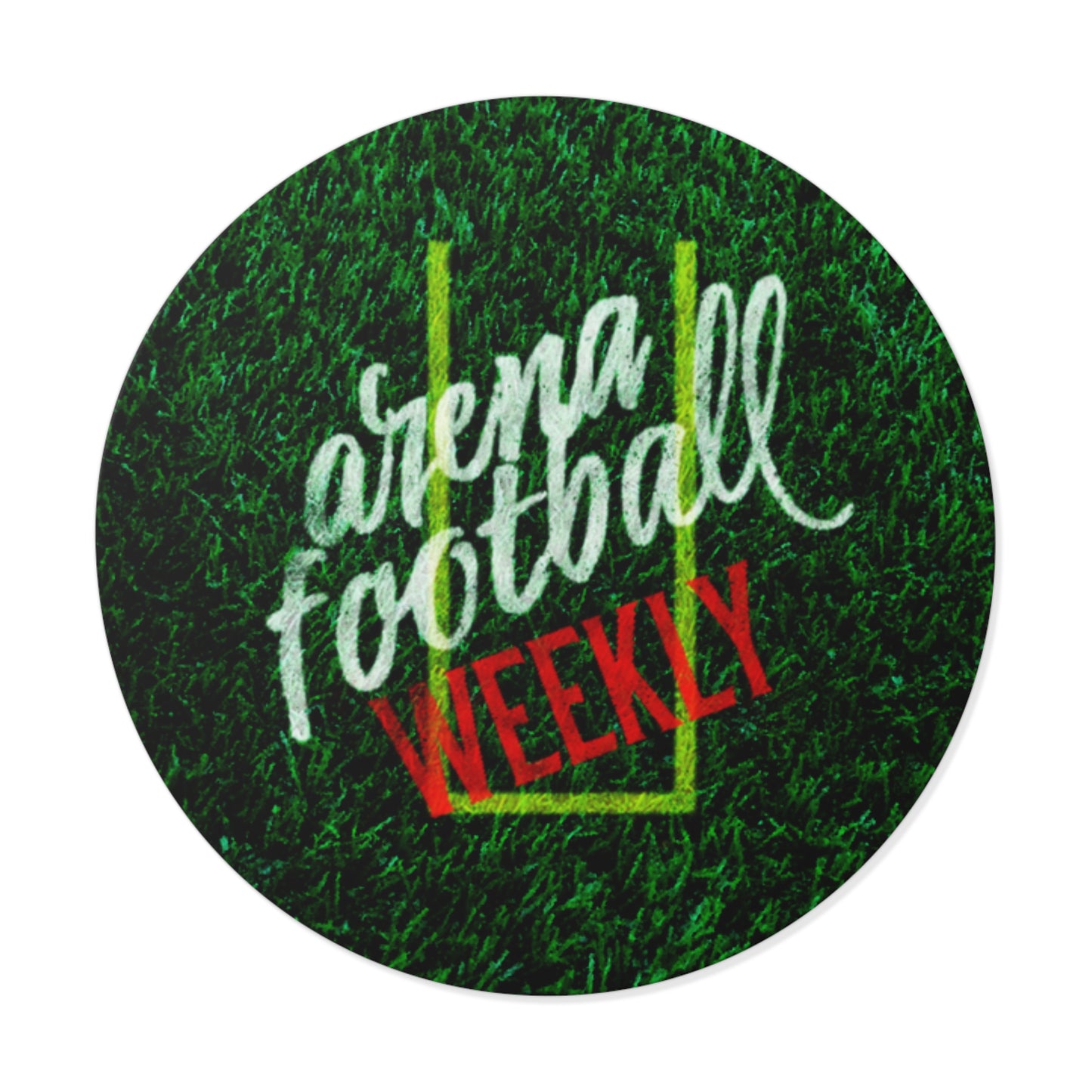 Arena Football Weekly Round Vinyl Sticker — Green Goalpost Design