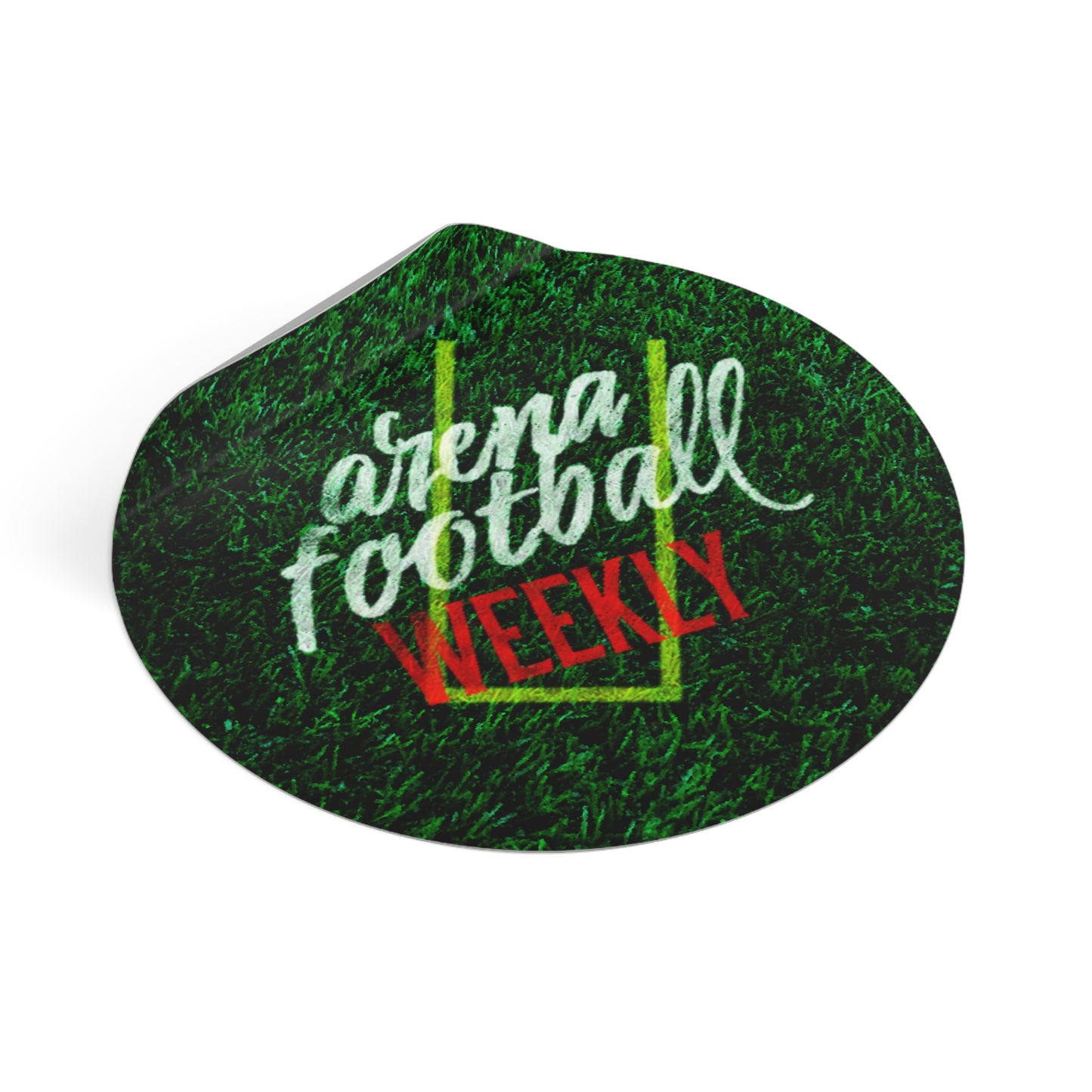 Arena Football Weekly Round Vinyl Sticker — Green Goalpost Design